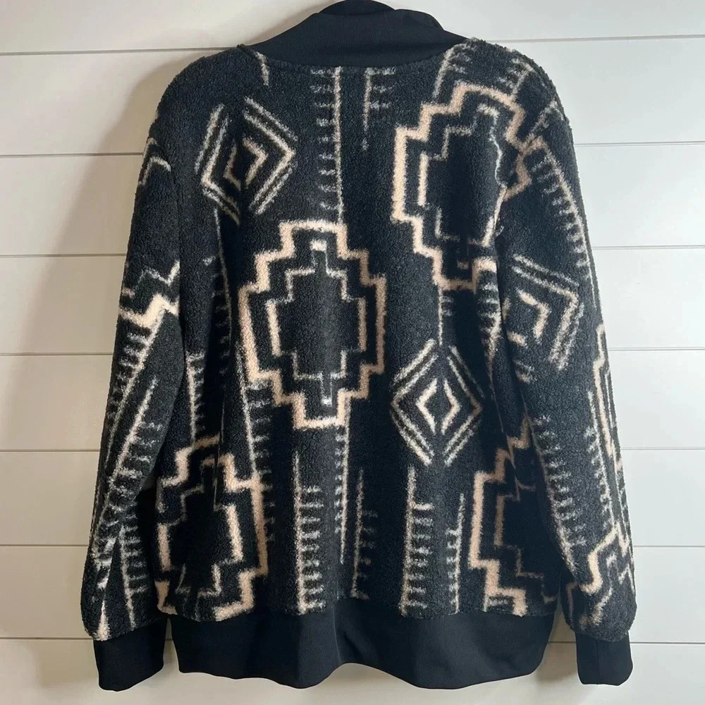 Susan Graver Weekend Printed Polar Fleece Bomber Jacket. Size Extra Large. - Picture 4 of 13